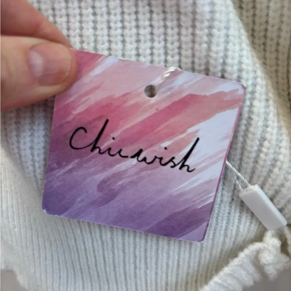 NWT Chicwish Heart And Soul Patched Knit Sweater in White - L/XL